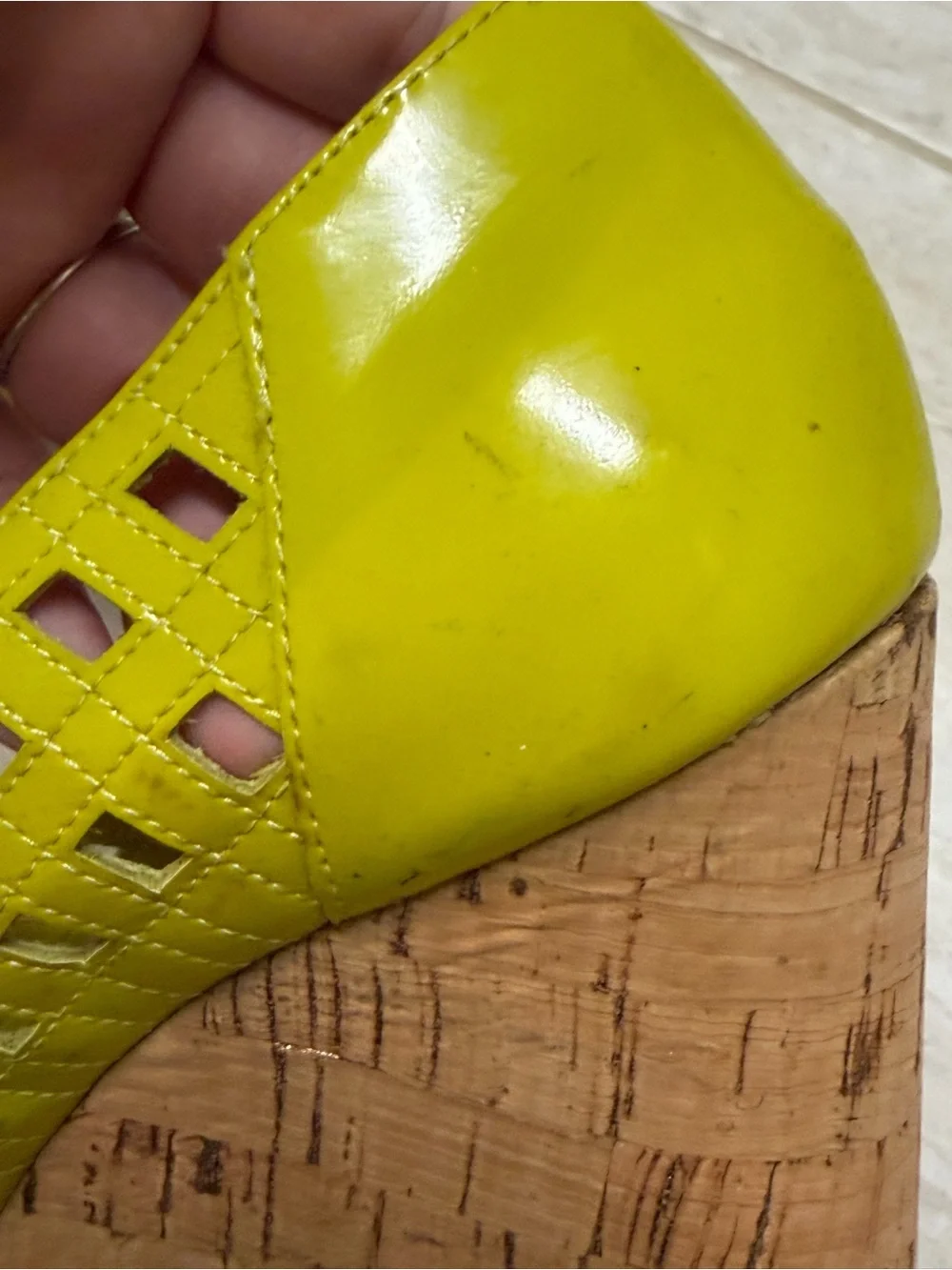 Vintage Jessica Simpson Lime Green Cork Wedge Sandals